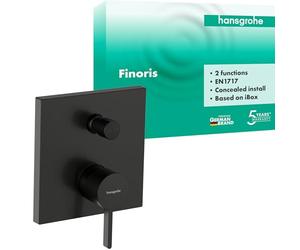 hansgrohe Finoris - grifo bañera empotrado para 2 funciones con combinación de seguridad, mezlador monomando bañera para iBox universal, grifo monomando de bañera, cromo negro cepillado, 76416340
