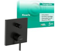 hansgrohe Finoris - grifo bañera empotrado para 2 funciones, mezlador monomando bañera rectangular para iBox universal, grifo monomando de bañera, cromo negro cepillado, 76415340