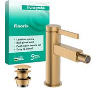 hansgrohe Finoris - grifo de bidé con vaciador Push-Open, grifo monomando para bidé con altura del caño 99 mm, bronce cepillado, 76200140