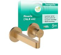 hansgrohe Finoris - grifo lavabo empotrado con desagüe, grifo monomando lavabo, altura del caño 16,8 cm, max. 5 l/min (EcoSmart), bronce cepillado, 76051140