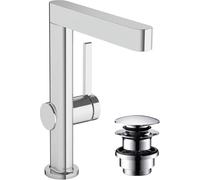 hansgrohe Finoris Grifo monomando de lavabo 230 con caño giratorio y con vaciador Push-Open, cromo, 76060000