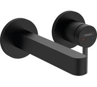 hansgrohe Finoris mezclador monomando de lavabo empotrado para montaje en pared con caño de 16,5 cm, proyección de 168 mm, 76051670, Color: Negro Mate