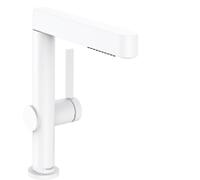 hansgrohe Finoris mezclador monomando de lavabo 230 con ducha extraíble, 2 tipos de chorro y desagüe con apertura a presión, 178 mm de proyección, 76063700, Color: blanco mate