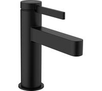 hansgrohe Finoris mezclador monomando de lavabo 100 con desagüe de apertura a presión, proyección 126 mm, 76010, Color: Negro Mate - 76010670