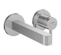 hansgrohe Finoris mezclador monomando de lavabo empotrado para montaje en pared con caño de 16,5 cm, proyección de 168 mm, 76051, Color: cromado - 76051000