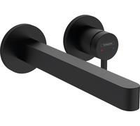 hansgrohe Finoris mezclador monomando de lavabo empotrado para montaje en pared con caño de 22,5 cm, proyección de 228 mm, 76050, Color: Negro Mate - 76050670