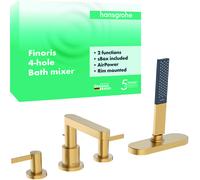 hansgrohe Finoris Mezclador de borde de bañera de 4 orificios con caja de mangueras (sBox), proyección de 152 mm, 76444140, Color: Bronce cepillado