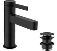 hansgrohe Finoris mezclador monomando de lavabo 100 con desag&uumle de apertura a presiÃ³n, proyecciÃ³n 126 mm, 76010, Color: Negro Mate - 76010670