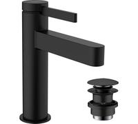 hansgrohe Finoris mezclador monomando de lavabo 110 con desag&uumle de apertura a presiÃ³n, proyecciÃ³n de 139 mm, 76023, Color: Negro Mate - 76023670
