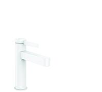 hansgrohe Finoris mezclador monomando de lavabo 110 con juego de desagüe, 139 mm de proyección, 76020700, Color: blanco mate
