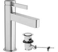 Hansgrohe Grifo monomando de lavabo Finoris 76020000 – Desagüe automático, 139 mm, cromado