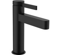 hansgrohe Finoris mezclador monomando de lavabo 110 con juego de desagüe, alcance 139 mm, 76020670, Color: negro mate