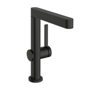 hansgrohe Finoris Mezclador monomando de lavabo 230 con caño giratorio y desagüe automático PUSH, 178 mm de alcance, 76060340, Color: Cromo negro cepillado