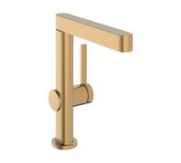 hansgrohe Finoris Mezclador monomando de lavabo 230 con caño giratorio y desagüe automático PUSH, 178 mm de alcance, 76060140, Color: Bronce cepillado