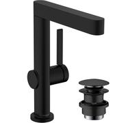 hansgrohe Finoris Mezclador monomando de lavabo 230 con caÃ±o giratorio y desagÃŒe de apertura a presiÃ³n, proyecciÃ³n de 178 mm, 76060, Color: Negro Mate - 76060670
