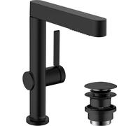 hansgrohe Finoris mezclador monomando de lavabo 230 con ducha extraÃble, 2 tipos de chorro y desagÃŒe con apertura a presiÃ³n, 178 mm de proyecciÃ³n, 76063, Color: Negro Mate - 76063670