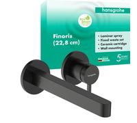 hansgrohe Finoris mezclador monomando de lavabo empotrado para montaje en pared con caño de 22,5 cm, proyección de 228 mm, 76050340, Color: Cromo negro cepillado
