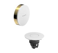 hansgrohe Flexaplus 58187990 - Juego de desagüe y rebosadero con desagüe Push Open, adecuado para bañeras con diámetro de desagüe 52 mm, acabado dorado pulido y blanco brillante