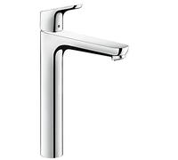 hansgrohe Focus - grifo lavabo sin desagüe, grifo monomando lavabo 231 mm, mezclador monomando lavabo ahorro de agua (EcoSmart), cromo, 31532000