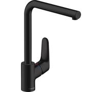 hansgrohe Focus M41 - grifo de cocina, 1 tipo de chorro, mezclador monomando cocina 280 mm, grifo cocina fregadero con caño giratorio, negro mate, 31817670
