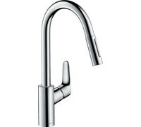 hansgrohe Focus M41 monomando de cocina 240, ducha extraíble, 2 chorros, 31815000, Color: cromado