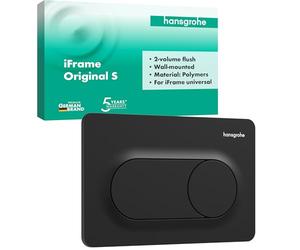 hansgrohe iFrame Original S - pulsador wc, pulsador cisterna de doble descarga, para bastidor hansgrohe iFrame universal bastidor, negro mate, 66002670