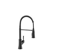 hansgrohe Joleena - Grifo de cocina comercial negro, grifos de cocina con pulverizador extraíble, grifo para fregadero de cocina, negro mate 04792670, 19.3 pulgadas de alto