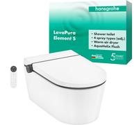 Hansgrohe LavaPura Element S taza de inodoro con función de bidé suspendido sin reborde con descarga de remolino blanco 63021450