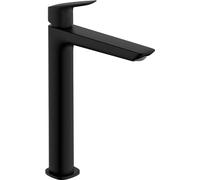 hansgrohe Logis Fine - grifo lavabo sin desagüe, grifo monomando lavabo 232 mm, mezclador monomando lavabo ahorro de agua (EcoSmart), negro mate, 71258670