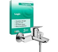 hansgrohe Logis - grifo bañera visto para 2 funciones, mezlador monomando bañera 19,4 cm, grifo monomando de bañera, cromo, 71400000