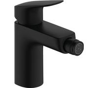 hansgrohe Logis - grifo lavabo con vaciador automático, grifo monomando lavabo 99 mm, mezclador monomando lavabo ahorro de agua (EcoSmart), negro mate, 71200670