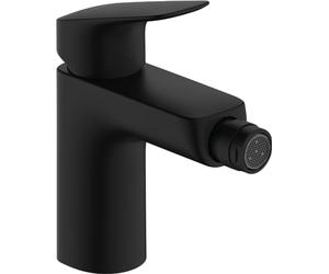 hansgrohe Logis - grifo lavabo con vaciador automático, grifo monomando lavabo 99 mm, mezclador monomando lavabo ahorro de agua (EcoSmart), negro mate, 71200670