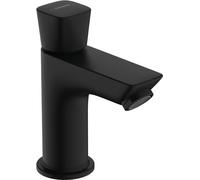 hansgrohe Logis - grifo lavabo de agua fría sin desagüe, grifo monomando lavabo 79 mm, mezclador monomando lavabo ahorro de agua (EcoSmart), negro mate, 71120670