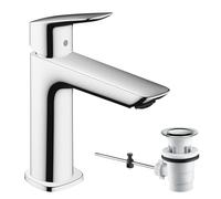 hansgrohe Logis mezclador fino de lavabo, ComfortZone110, juego de desagüe, proyección 121mm, 71251000, Color: cromado