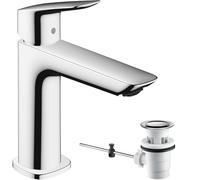 hansgrohe Logis mezclador de lavabo Fine, CoolStart, ComfortZone110, juego de desagüe, proyección 121mm, 71254000, Color: cromado
