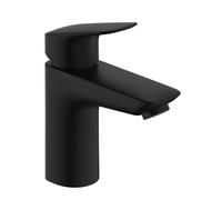 hansgrohe Logis mezclador de lavabo, ComfortZone100, juego de desagüe, proyección 108mm, 71107670, Color: negro mate
