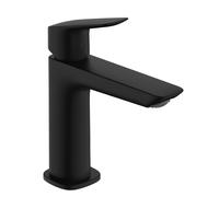 hansgrohe Logis mezclador de lavabo Fine, ComfortZone110, juego de desagüe, proyección 121mm, 71252670, Color: negro mate