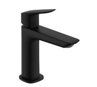 hansgrohe Logis Fine mezclador de lavabo, ComfortZone110, sin juego de desagüe, proyección 121mm, 71253670, Color: negro mate
