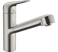 Hansgrohe Focus M42 monomando de cocina 150, caño extraÃble, 1 chorro, Color: Acabado en acero inoxidable - 71814800