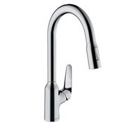 hansgrohe Focus M42 monomando de cocina 220, ducha extraíble, 2jet, 71800000, Color: cromado
