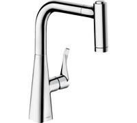 hansgrohe Metris M71 Monomando de cocina 220, ducha extraíble, 2jet, sBox, 73800000, Color: cromado