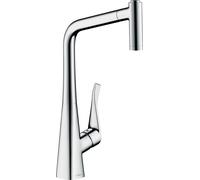 hansgrohe Metris M71 monomando de cocina 320, ducha extraíble, 2jet, sBox, 73801000, Color: cromado