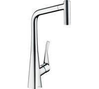 hansgrohe Metris M71 monomando de cocina 320, ducha extraíble, 2 toberas, 14820000, Color: cromado