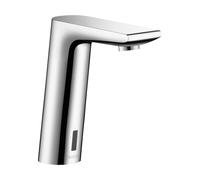 Mezclador electrónico de lavabo Hangrohe Metris S con preajuste de temperatura, funcionamiento a batería, descarga 128mm, 31101000