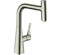 hansgrohe Metris Select Monomando de cocina 240, caño extraíble, 1 boquilla, 14857800, Color: Acabado en acero inoxidable