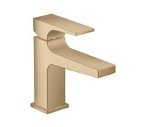 hansgrohe Metropol mezclador monomando de lavabo 100, manija de palanca, residuos emergentes de empuje, para lavabo de lavado a mano, proyección 127mm, 32500140, Color: Bronce cepillado