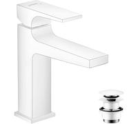 Hansgrohe Metropol Grifo monomando de lavabo 110 con vaciador Push-Open, blanco mate, 32507700