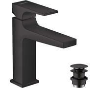 hansgrohe Metropol mezclador monomando de lavabo 110, con manija de palanca, con residuos de apertura rápida, proyección de 135mm, 32507670, Color: Negro Mate