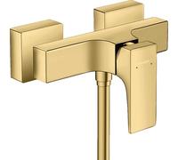 mezclador monomando de ducha Metropol de hansgrohe montado en la superficie, con manija de palanca, 32560990, Color: Óptica Oro Pulido