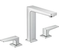 hansgrohe Metropol mezclador de lavabo de 3 agujeros 160, manijas de palanca, residuos de empuje abierto, proyección 152mm, 32515000, Color: cromado